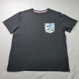 Chubbies Men's T-Shirt XXL Black Floral Tropical Pocket Crew Neck Tee Beach